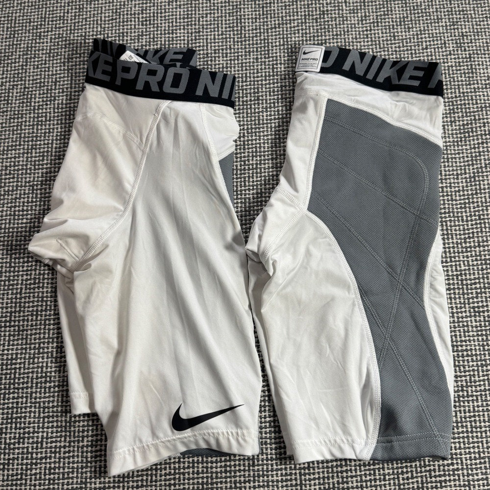 Nike Pro Hyperstrong Mens Small White Grey MLB Compression Shorts 2 Pack